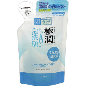 Hadalabo Gokujun Fluffy Hyaluronic Foam Face Wash Super Hyaluronic Acid & Absorbent Hyaluronic Acid W Formula Refill 140mL