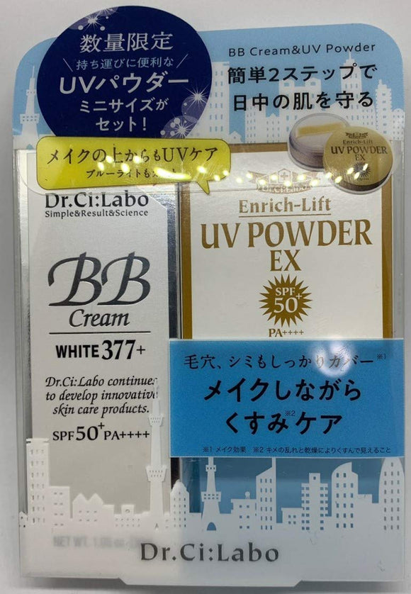 Dr.Ci:Labo BB Per A Effect Cream White 377+ 30g Multi-functional foundation with makeup base + & Enriched UV powder mini