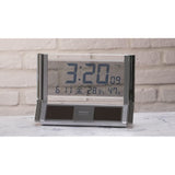 Seiko SQ690S Seiko Clock Table Clock, Hybrid Solar, Radio Controlled Digital Calendar, Temperature and Humidity Display, Silver, Metallic