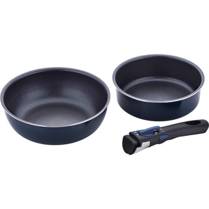 Wahei Freiz MA-9896 Cookware Frying Pan, Set of 2, Steezy, IH Compatible, Frying Pan, 7.1 inches (18 cm), Frying Pan, 8.3 inches (21 cm), Removable Handle