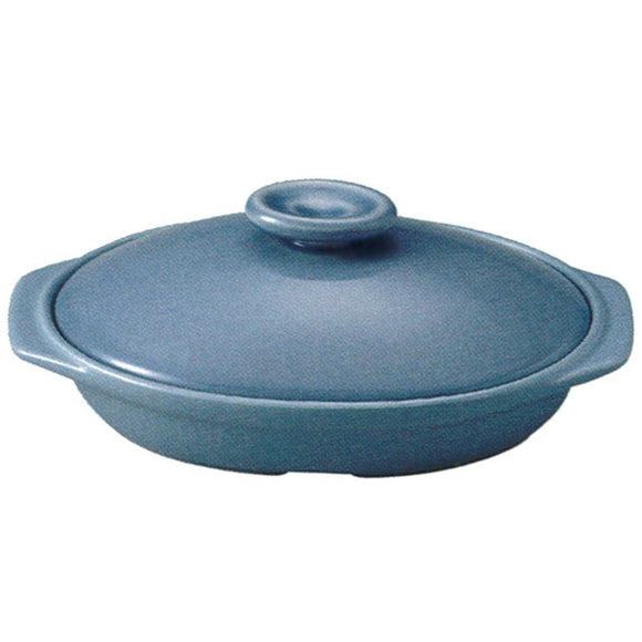 Sotomo Banko Ware Grill Pan, Blue, 8.7 x 5.7 x 3.3 inches (22.2 x 14.5 x 8.5 cm), Range Oven, Straight Heat Safe, Lid Included