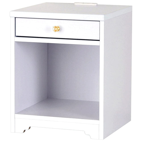 Sato Industries ANRI AN50-40T WH Night Table, Width 15.7 inches (40 cm), Depth 15.7 inches (40 cm), Height 19.7 inches (50 cm), White with Drawer, Outlet Included