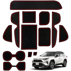 Toyota Rubber Mat, Drink Holder, Door Pocket, Console Mat, DRESS UP, Red