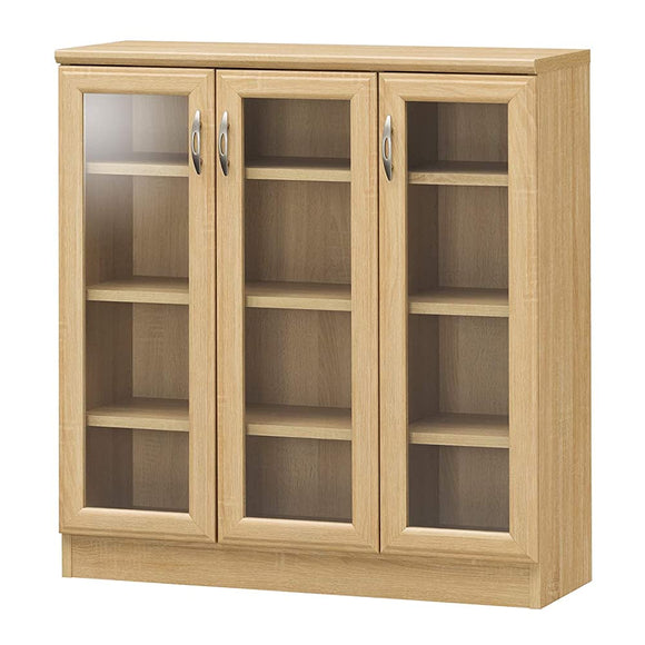 Shirai Sangyo HNB-9085G Honobora Glass Cabinet, Door, Storage, Bookcase, Natural Brown, Width 32.9 inches (83.3 cm), Height 34.6 inches (87.9 cm), Depth 11.6 inches (29.4 cm)