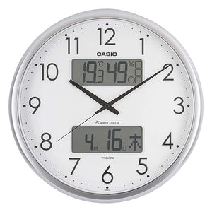 Casio ITM-650J-8JF Living Environment Notification Wall Clock with Temperature and Hygrometer, Silver, 13.8 x 13.8 x 2.1 inches (35 x 35 x 5.4 cm)