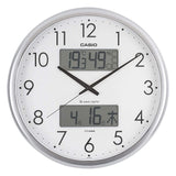 Casio ITM-650J-8JF Living Environment Notification Wall Clock with Temperature and Hygrometer, Silver, 13.8 x 13.8 x 2.1 inches (35 x 35 x 5.4 cm)