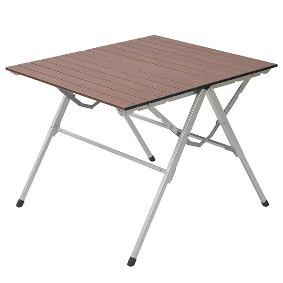 Yamazen Campers Collection OAT-8040 / OAT-8070 Wood Grain Top, Camping, Veranda, Outdoor, Aluminum, One-Touch Operation, Lightweight, Compact, Height Adjustment (2 Levels), Style One Action Table