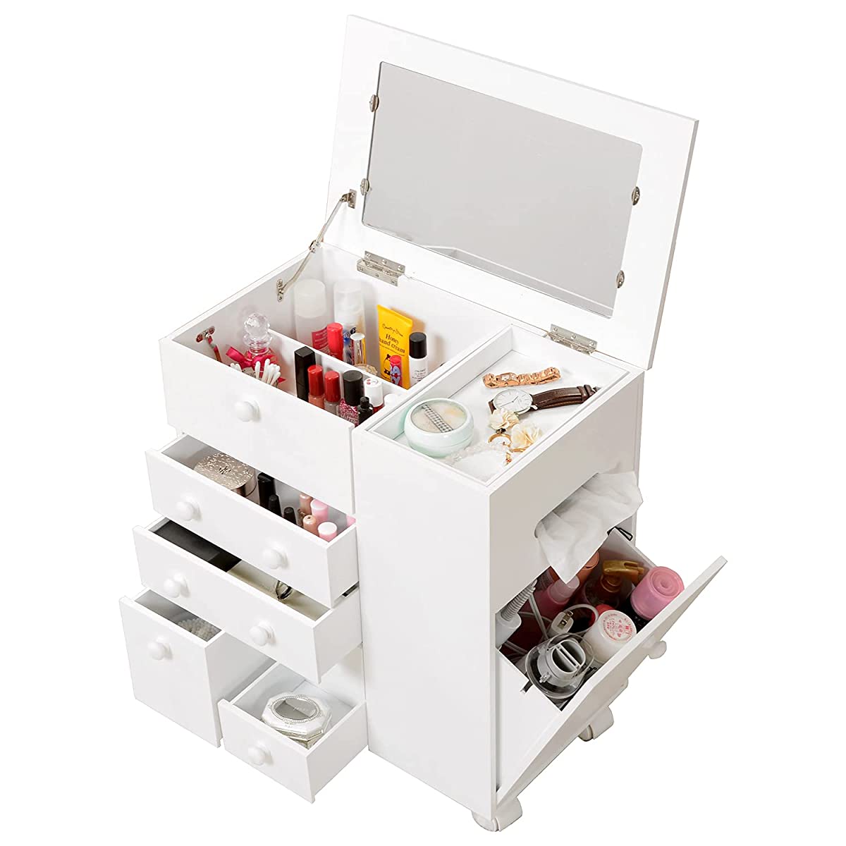 Hagihara Cosmetics Wagon, Mirror Stand, Cosmetic Box, Dresser