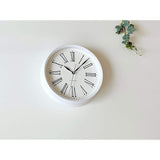 KATOMOKU muku clock 5 Roman Numeral White Radio Clock Continuous Second Hand KM-58WRC 12.1 inches (306 mm)