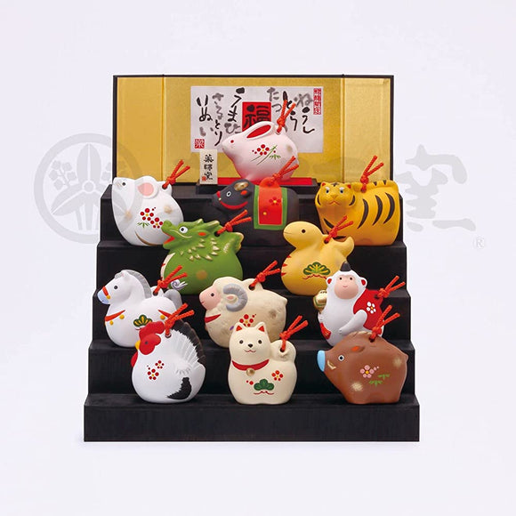 Yakushigama Nishiki Congratulatory Zodiac Ornament (Earth Bell, Large), 98, Figurine, Interior, Auspicious Item, Colorful, Product Size: Height 2.2 - 2.8 inches (5.5 - 7 cm) x Width 2.2 - 2.8 inches (5.5