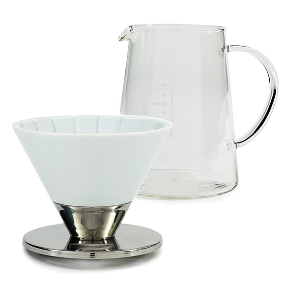 Coffee Server & Coffee Dripper Matte White (Coffee Dripper Gloss White) [Saga Prefecture/Arita] [Beasty Coffee] Made in Japan (HARIO) with a heat-resistant glass coffee server and a combination