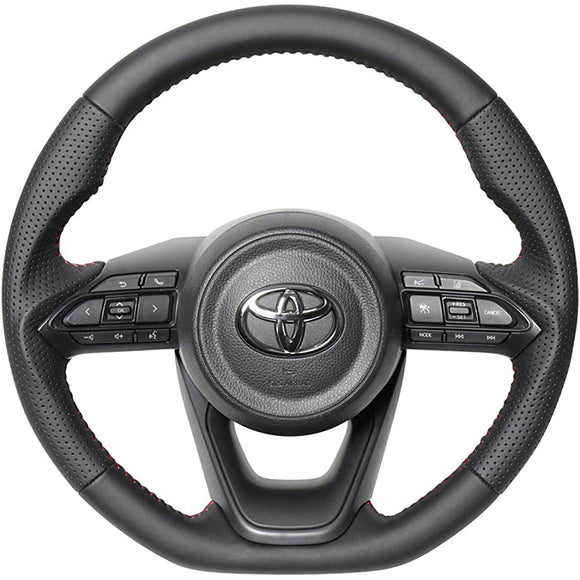 REAL (Real) Steering [Yaris (10 series/210 series)*GR Yaris and Yariskross No] All Leather TYE-LPB-RD
