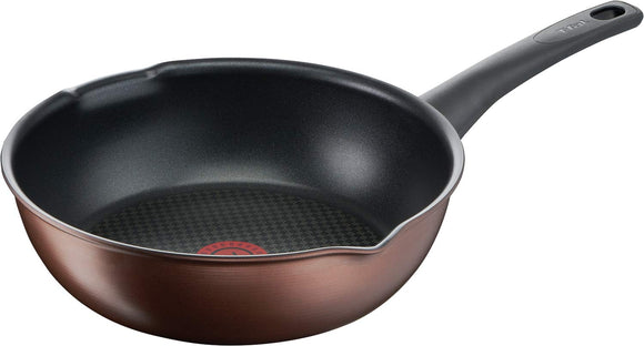 T-fal Frying Pan, 8.7 inches (22 cm), Deep Frying Pan, IH Compatible, IH Cafe Mocha Multi Pan, Titanium Excellence, 6-Layer Coating, With Handle