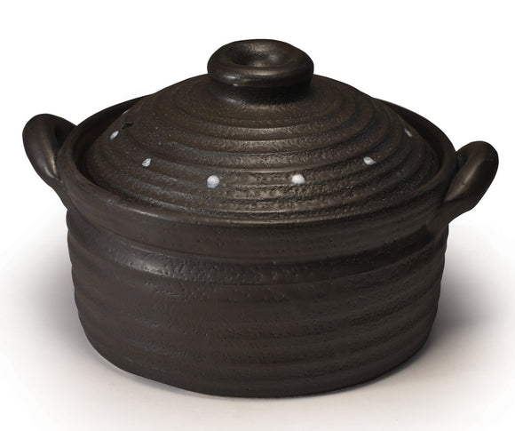 Maruyoshi Pottery Metal IH Rice Cooker, Dot Black (2 Servings) M8768