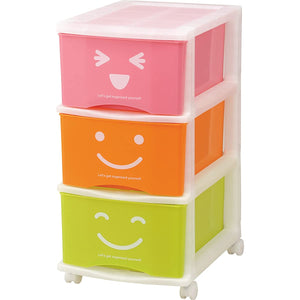 Izumi Kasei Storage Case Childrens Room Made in Japan Happy Case 3 Tiers 3094 (Width 33 x Depth 42 x Height 67 cm)