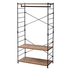 Yamazen MWSW-16803(ABRSBK) Wooden Hanger Rack, Total Load Capacity 220.5 lbs (100 kg), Adjustable Hanger