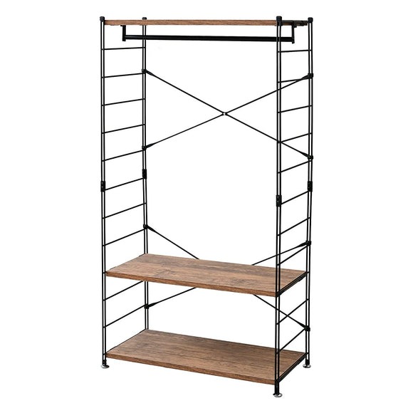 Yamazen MWSW-16803(ABRSBK) Wooden Hanger Rack, Total Load Capacity 220.5 lbs (100 kg), Adjustable Hanger