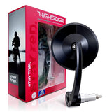 Daytona HIGHSIDER 15163 Montana EVO Motorcycle Bar End Mirror, 1 Side, Adapter Included, Handle Inner Diameter 0.5 - 0.9 inches (12 - 22 mm), Compatible with Safety Standards, ECE Standard, Clear, Black