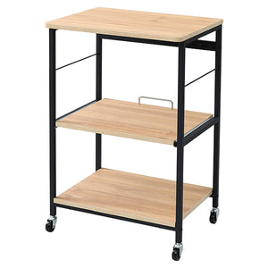 Yamazen DRW-WIDE (OAKSBK) Range Rack, Overall Load Capacity 88.2 lbs (40 kg), Width 22.4 x Depth 17.9 x Height 35.8 inches (57 x 45.5 x 91 cm), 2 Outlet, Sliding Shelf (Smooth Rail), Casters, Microwave Stand, Rack, Assembly, OakSand Black