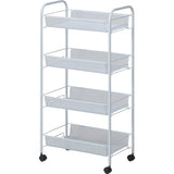 Fuji Boeki 69294 Trolley Kitchen Wagon, 4 Tiers, White, Mesh with Casters