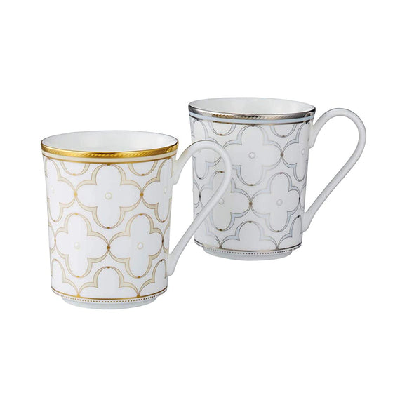 Noritake P93656/4945-57 Noritake Mug (Color Changing Pair), Approx. 13.5 fl oz (395 cc), TreFolio Gold, Platinum, Bone China