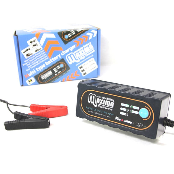 Maxima Battery 12V Fully Automatic Multi-Type Battery Charger for AutomobileS and Motorcycles, Lithium Ion Batteries