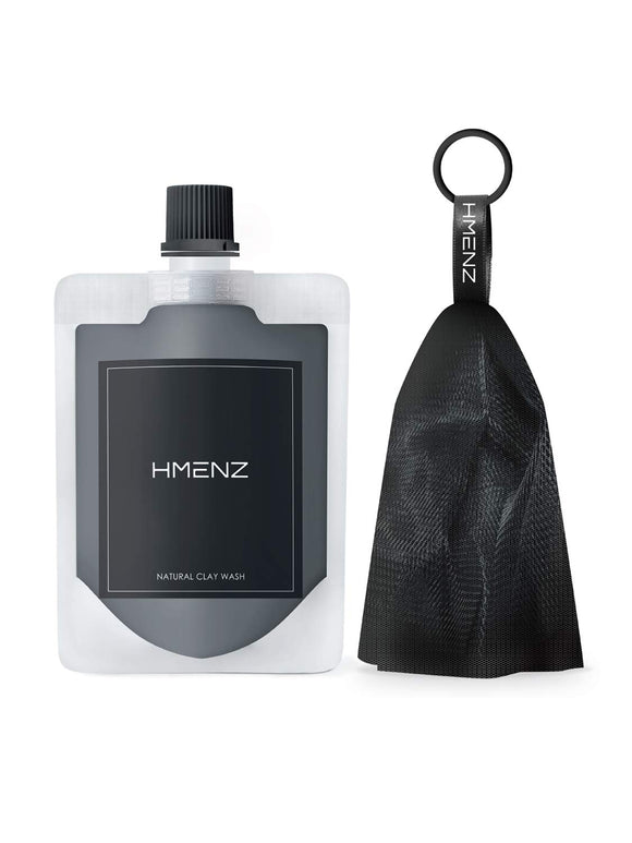 HMENZ Mud Face Wash Men's Dense Black Foam Clay Charcoal Blend Face Wash with Net 130g