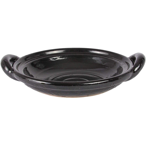 Haseen IC-38 Pottery Plate, Stove, Microwave Oven Compatible, Empty Firing, Approx. 9.8 inches (25 cm), Black, Made in Japan