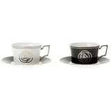 Noritake P93687/4867-12 Noritake Cup & Saucer (Color Changing Pair Set) (Coffee Tea and Tea Set) 240cc Aidan 2 Packs, White & Black Bone China