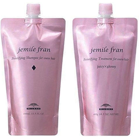 Milbon Gemile Fran Shampoo & Treatment (Diamond & Juicy Gulloshi) Moisturizing 400ml 400g Refill Set 2 Pieces Assorted