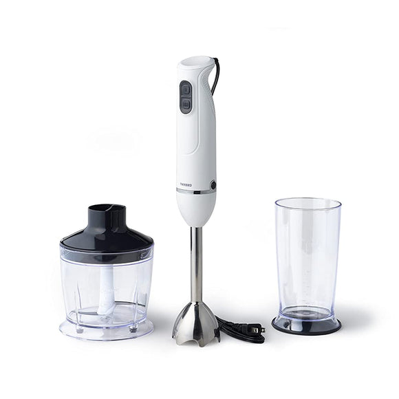 Twinbird KC-4833W Hand Blender with Chopper, Handheld Blender Minced White