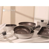 Lycka AMB-1929 Pot and Frying Pan, 13-Piece Set, Sand, Removable Handle, Induction Cooking, Gas and Oven Safe, Dishwasher Safe, Diamond Coat