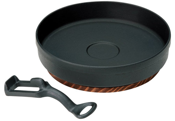Ikeenaga Ironwork AGY5501 Dumpling Pot, 5.9 inches (15 cm), Made in Japan, Iron, For Gas Stoves, Includes Handle and Wooden Stand, Black