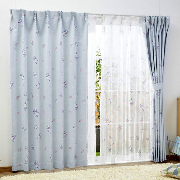 Sanrio SB-534-S/SB-535-S Grade 2 Blackout Thermal Insulated Curtain + Lace Curtain 4 Piece Set Width 39.4 x 70.0 inches (100 x 178 cm) Length