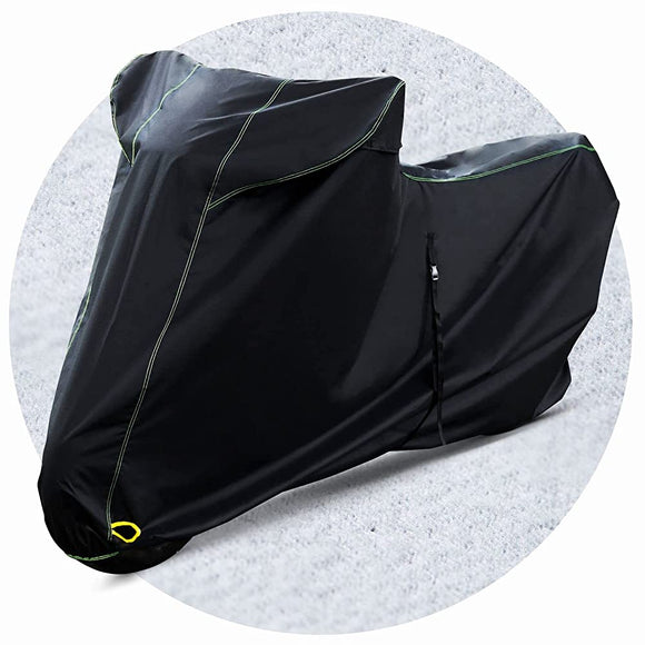 Barrichello Motorcycle Cover, HG, Fleece Lined, Scratch-Resistant, Many Sizes, Waterproof, Thick Fabric, Anti-theft, Lock Holes, Wind Prevention Belt, Luxury, 300D, Thick, Durable, Water Repellent, Black, 2L