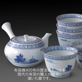 Ranchant Teapot Tea Set Multi Teapot 6.7 x 5.5 x 3.3 inches (17 x 14 x 8.4 cm), Cup Diameter 3.3 x 2.4 inches (8.4 x 6 cm), Kyoyama Mizue-e Arita Ware, Ecran Made in Japan