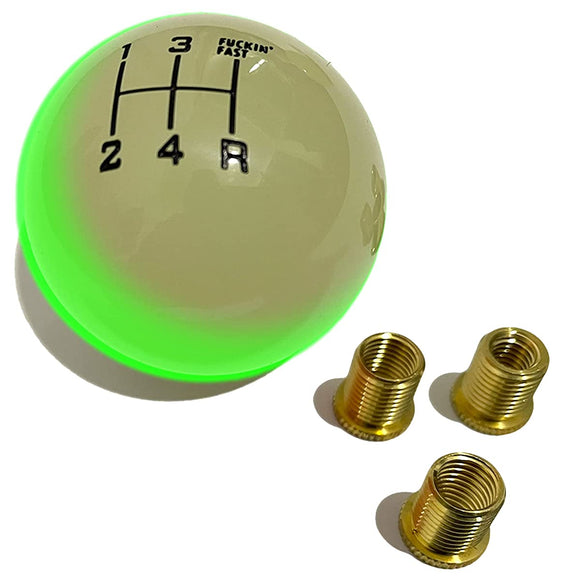 S-NET SN-297-SN Luminescent, Universal Car Shift Knob, Ball, Spherical Shape, Diameter 2.1 inches (54 mm), Adapter Included, MT, Manual Manual (English Language Not Guaranteed), Letter Included, Green