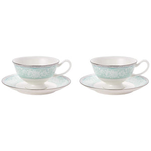 Narumi 51707-23078P Cup and Saucer Set, Green, 6.8 fl oz (200 cc), Microwave-Heating Compatible, Tea, Coffee, 2 Guests