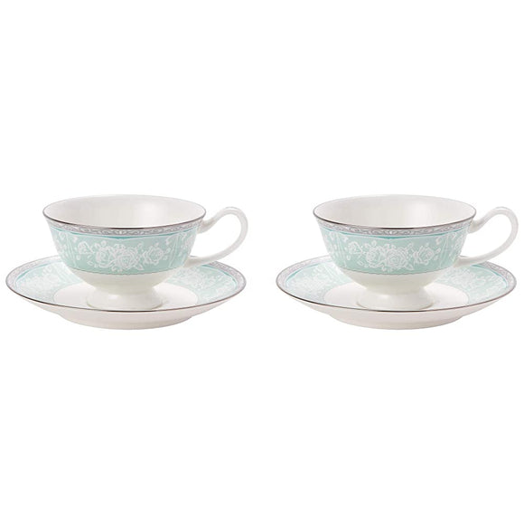 Narumi 51707-23078P Cup and Saucer Set, Green, 6.8 fl oz (200 cc), Microwave-Heating Compatible, Tea, Coffee, 2 Guests