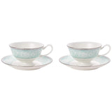 Narumi 51707-23078P Cup and Saucer Set, Green, 6.8 fl oz (200 cc), Microwave-Heating Compatible, Tea, Coffee, 2 Guests