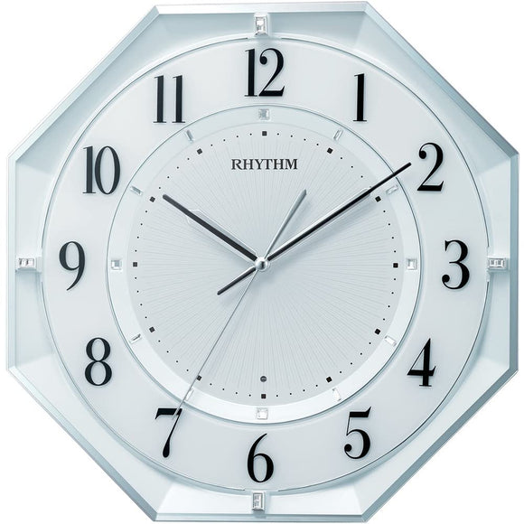 Rhythm 8MY552SR03 Wall Clock, White, Pearl, 12.5 x 12.4 x 2.0 inches (31.7 x 31.7 x 5.1 cm), Radio Clock, Quiet, Continuous Second Hand, Energy Saving, Interior, Plasterboard Compatible