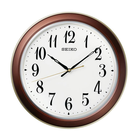 Seiko Clock KX261B Radio Wave Wall Clock, Brown, Metallic, Diameter 13.2 x 1.9 inches (335 x 48 mm)