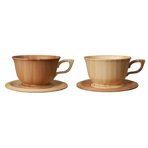 RIVERET RV-202WB Teacup & Saucer, 6.1 fl oz (170 ml), Pair Set, Dishwasher Safe, White/Brown