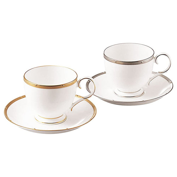 Noritake P50788A/4796-5 Noritake Cup & Saucer (Color Changing Pair Set) (250cc) Rochel Gold, 2 Guests, Gold, Platinum, Bone China