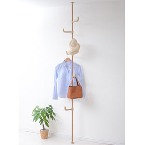 Yamazen WJ-725R (GNA) Tension Hanger Rack, Clothes Storage, Width 12.6 inches (32 cm), Height Extendable, Load Capacity 66.1 lbs (30 kg), One-Touch Installation, Hard to Fall Off, Easy Assembly, Natural