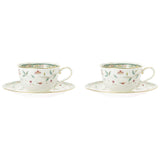 Noritake P59387A/4409 Cup & Saucer (Pear Set) (Both Coffee and Tea), 7.8 fl oz (220 cc), Flower Chisel, 2 Guests, Bone China