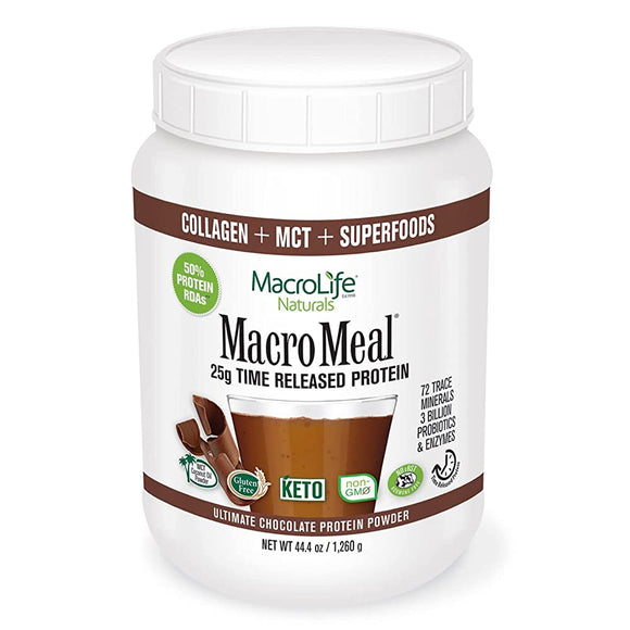 Whey Superfood Protein Macromeal Chocolate Flavor 1,260g MacroMeal Fiber Blend Multivitamin Body Miracle by Macro Life Naturals