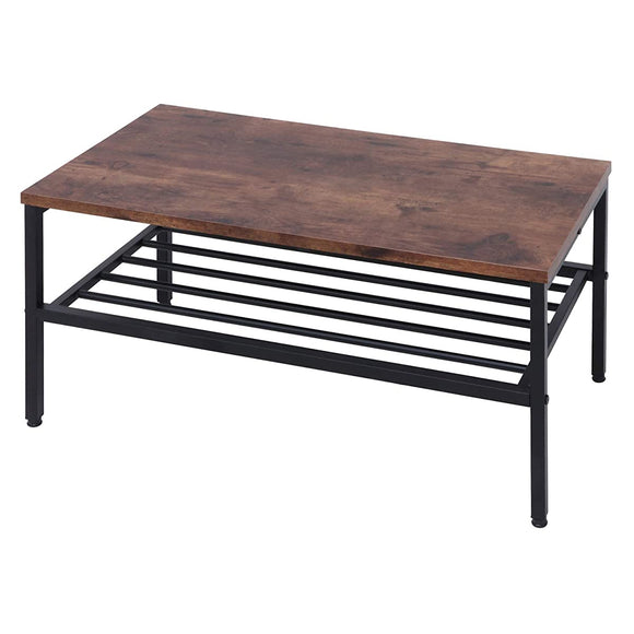 Fuji Trading Low Table Living Table Width 80cm Brown Vintage Style With Shelf Navia 14643