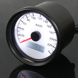 Universal Motorcycle, Mechanical, 240 km/h, 60 mm LED Speedometer, Black Body/White Panel