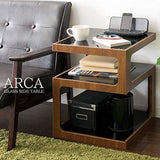 Miyatake Seisakusho ST-403 BR Side Table, ARCA Width 15.7 x Depth 15.7 x Height 20.7 inches (40 x 40 x 52.5 cm), Brown, 3-Tier Glass Top Plate